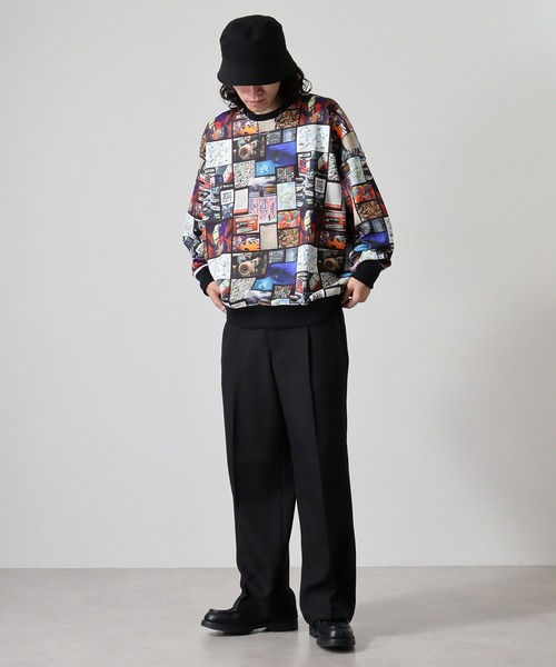 セール】All-over pattern collage sweat / 総柄コラージュ