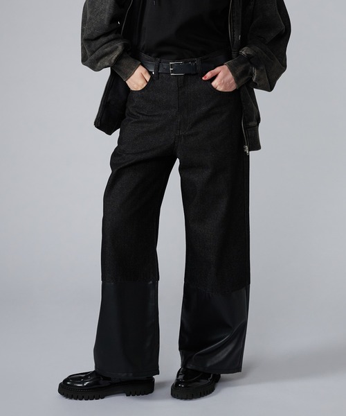 ONCILY(オンシェリー)の「EMBROIDERY ROLL-UP DENIM PANTS / デザイン刺繍ロールアップデニムパンツ(デニムパンツ・メンズ・ブラック/インディゴブルー・SMALL/MEDIUM/LARGE)」の2枚目の写真