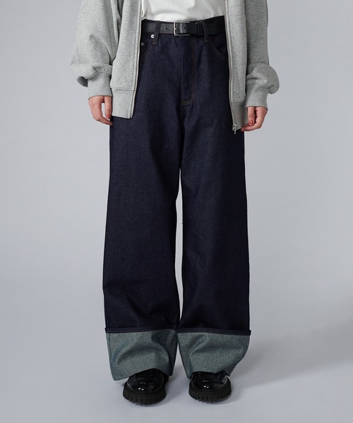 ONCILY(オンシェリー)の「EMBROIDERY ROLL-UP DENIM PANTS / デザイン刺繍ロールアップデニムパンツ(デニムパンツ・メンズ・ブラック/インディゴブルー・SMALL/MEDIUM/LARGE)」の3枚目の写真