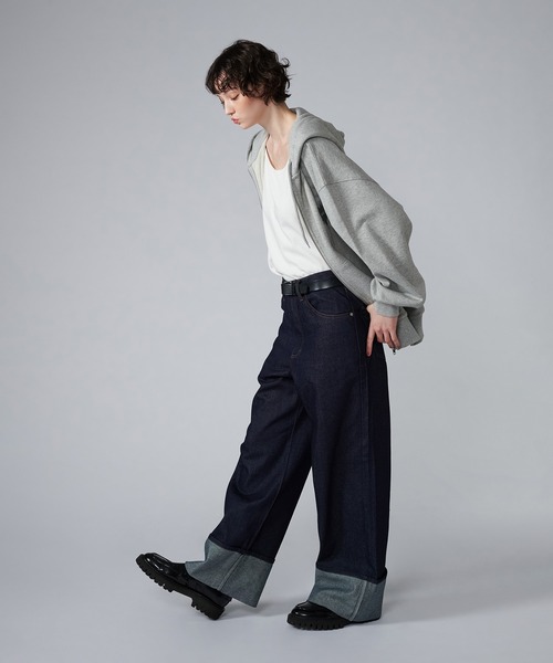 ONCILY(オンシェリー)の「EMBROIDERY ROLL-UP DENIM PANTS / デザイン刺繍ロールアップデニムパンツ(デニムパンツ・メンズ・ブラック/インディゴブルー・SMALL/MEDIUM/LARGE)」の13枚目の写真