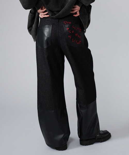ONCILY(オンシェリー)の「EMBROIDERY ROLL-UP DENIM PANTS / デザイン刺繍ロールアップデニムパンツ(デニムパンツ・メンズ・ブラック/インディゴブルー・SMALL/MEDIUM/LARGE)」の16枚目の写真