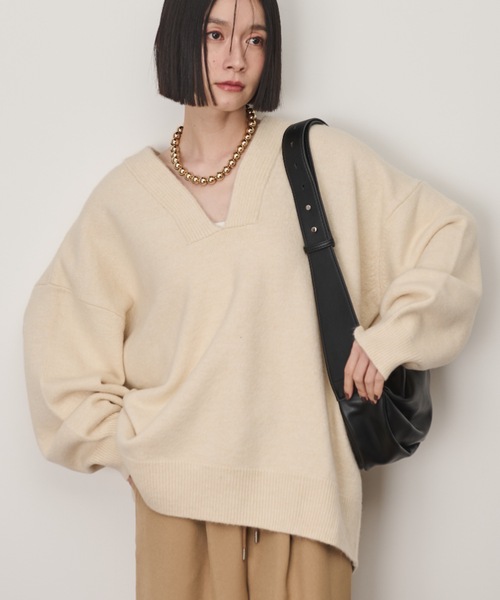 深Vネックオーバーニット（ニット/セーター）｜Shelly island