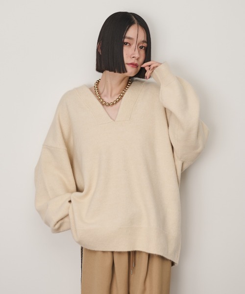 深Vネックオーバーニット（ニット/セーター）｜Shelly island