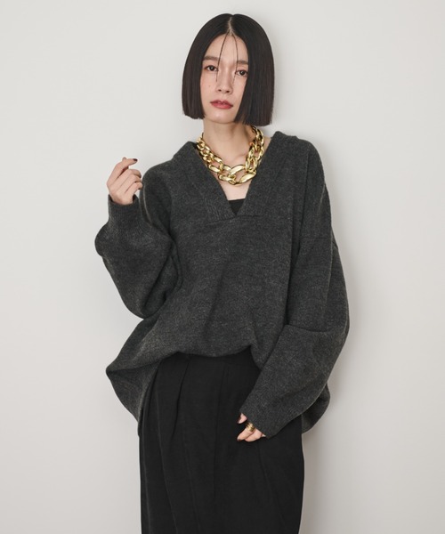 深Vネックオーバーニット（ニット/セーター）｜Shelly island