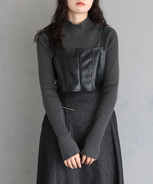&g'aime(アンジェム)の「【&g'aime】ラグランスリーブリブニットトップス RAGLAN SLEEVE RIB KNIT TOPS(ニット/セーター・レディース・ブラック/グレイッシュベージュ/チャコールグレー/ブルー・FREE)」の3枚目の写真