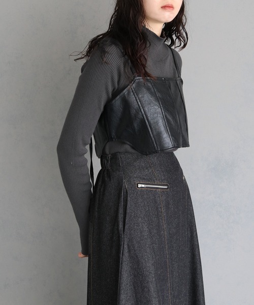 &g'aime(アンジェム)の「【&g'aime】ラグランスリーブリブニットトップス RAGLAN SLEEVE RIB KNIT TOPS(ニット/セーター・レディース・ブラック/グレイッシュベージュ/チャコールグレー/ブルー・FREE)」の6枚目の写真