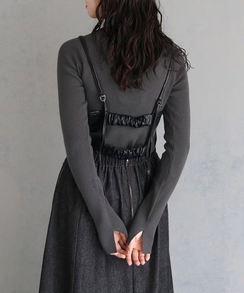 &g'aime(アンジェム)の「【&g'aime】ラグランスリーブリブニットトップス RAGLAN SLEEVE RIB KNIT TOPS(ニット/セーター・レディース・ブラック/グレイッシュベージュ/チャコールグレー/ブルー・FREE)」の7枚目の写真