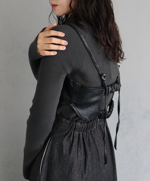 &g'aime(アンジェム)の「【&g'aime】ラグランスリーブリブニットトップス RAGLAN SLEEVE RIB KNIT TOPS(ニット/セーター・レディース・ブラック/グレイッシュベージュ/チャコールグレー/ブルー・FREE)」の9枚目の写真