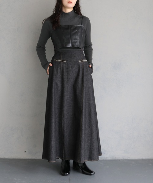 &g'aime(アンジェム)の「【&g'aime】ラグランスリーブリブニットトップス RAGLAN SLEEVE RIB KNIT TOPS(ニット/セーター・レディース・ブラック/グレイッシュベージュ/チャコールグレー/ブルー・FREE)」の11枚目の写真