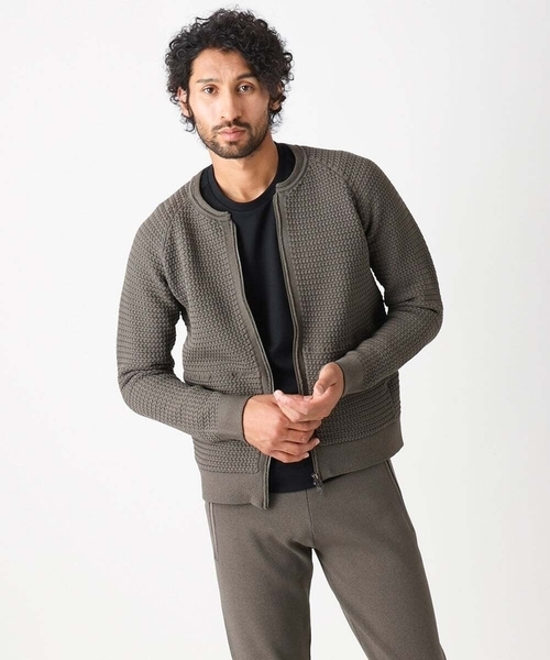 MICHEL KLEIN HOMME (ミッシェルクランオム)の「ニットノーカラーブルゾン セットアップ(ブルゾン・メンズ・ブラウン/ブラック・MEDIUM/X-LARGE/LARGE)」の5枚目の写真