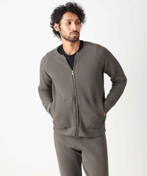 MICHEL KLEIN HOMME (ミッシェルクランオム)の「ニットノーカラーブルゾン セットアップ(ブルゾン・メンズ・ブラウン/ブラック・MEDIUM/X-LARGE/LARGE)」の7枚目の写真