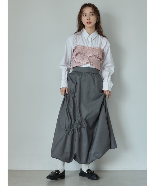 Stylevoice for xxx（スタイルヴォイスフォー）の「ヘリンボンバルーンスカート（スカート・レディース・ネイビー/ブラック・FREE）」の4枚目の写真