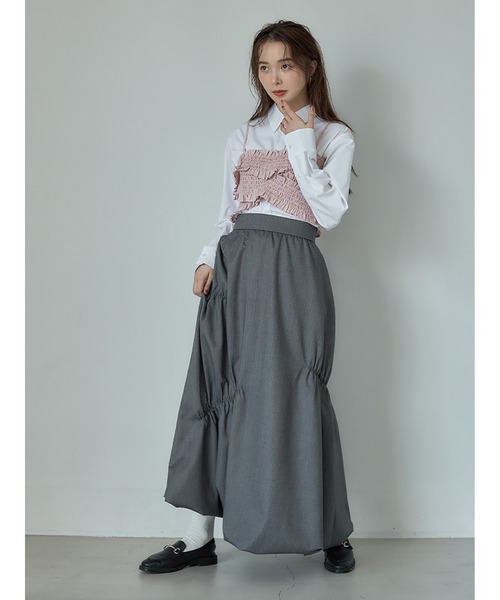 Stylevoice for xxx（スタイルヴォイスフォー）の「ヘリンボンバルーンスカート（スカート・レディース・ネイビー/ブラック・FREE）」の5枚目の写真