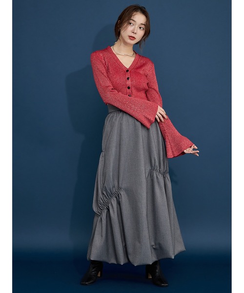 Stylevoice for xxx（スタイルヴォイスフォー）の「ヘリンボンバルーンスカート（スカート・レディース・ネイビー/ブラック・FREE）」の6枚目の写真