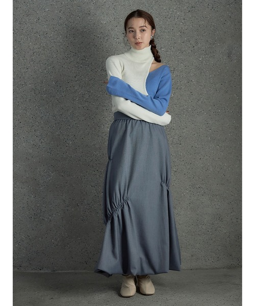 Stylevoice for xxx（スタイルヴォイスフォー）の「ヘリンボンバルーンスカート（スカート・レディース・ネイビー/ブラック・FREE）」の12枚目の写真