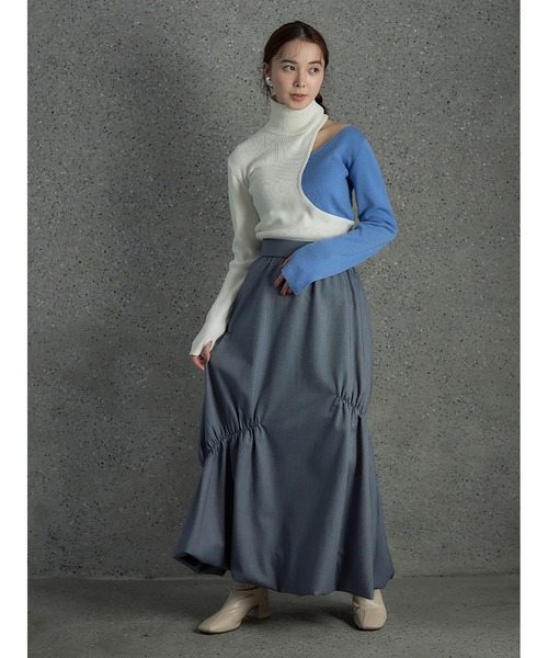 Stylevoice for xxx（スタイルヴォイスフォー）の「ヘリンボンバルーンスカート（スカート・レディース・ネイビー/ブラック・FREE）」の14枚目の写真