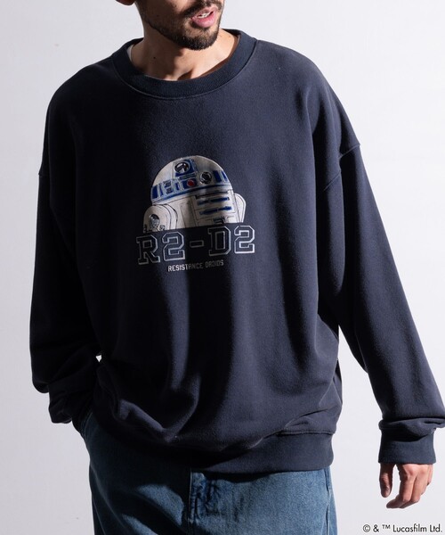 【セール】FREAK’S STORE/フリークスストア STARWARS/スターウォーズ R2-D2 フロッキープリント クルーネック スウェット/リラックスフィット（スウェット）｜FREAK'S STORE（フリークスストア）