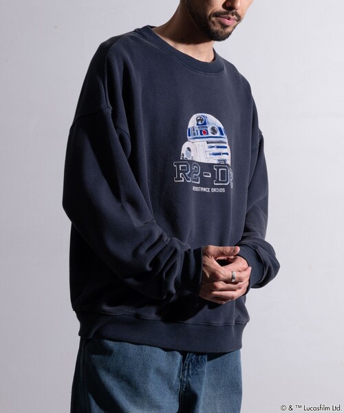【セール】FREAK’S STORE/フリークスストア STARWARS/スターウォーズ R2-D2 フロッキープリント クルーネック スウェット/リラックスフィット（スウェット）｜FREAK'S STORE（フリークスストア）