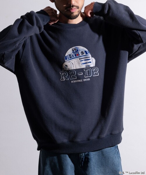 【セール】FREAK’S STORE/フリークスストア STARWARS/スターウォーズ R2-D2 フロッキープリント クルーネック スウェット/リラックスフィット（スウェット）｜FREAK'S STORE（フリークスストア）