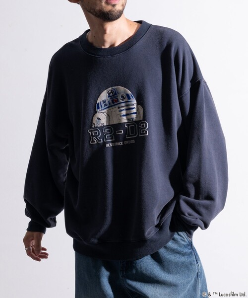 【セール】FREAK’S STORE/フリークスストア STARWARS/スターウォーズ R2-D2 フロッキープリント クルーネック スウェット/リラックスフィット（スウェット）｜FREAK'S STORE（フリークスストア）