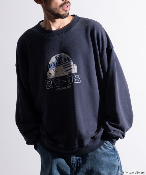 【セール】FREAK’S STORE/フリークスストア STARWARS/スターウォーズ R2-D2 フロッキープリント クルーネック スウェット/リラックスフィット（スウェット）｜FREAK'S STORE（フリークスストア）