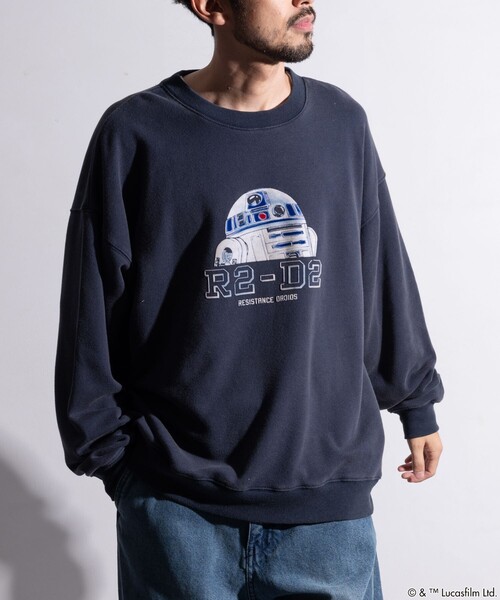 【セール】FREAK’S STORE/フリークスストア STARWARS/スターウォーズ R2-D2 フロッキープリント クルーネック スウェット/リラックスフィット（スウェット）｜FREAK'S STORE（フリークスストア）