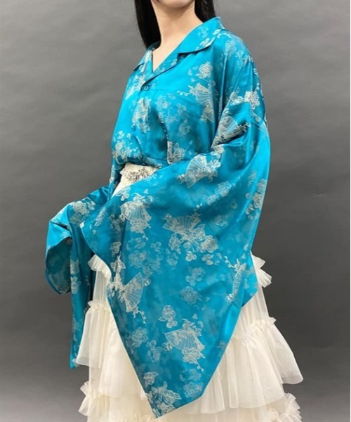 セール】扇子ジャカード着物風長袖シャツ（シャツ/ブラウス