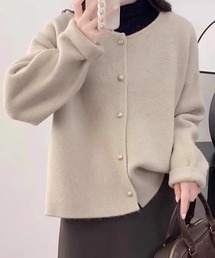 クルーネックニットカーディガン