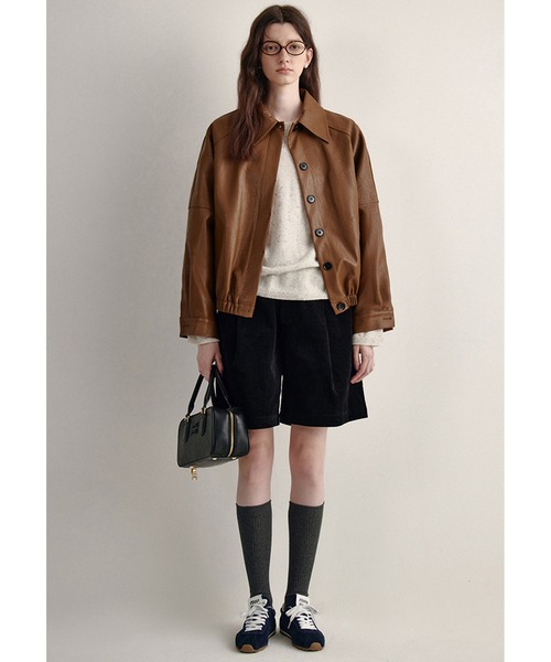 【セール】合皮 襟付きブルゾン FQ24W164【Fano Studios】【2024AW】（ライダースジャケット）｜Fano Studios（ファノ ストゥディオズ）