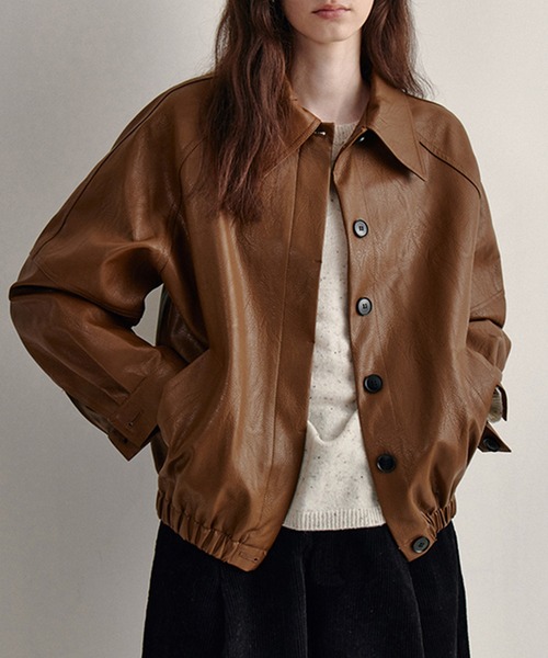 【セール】合皮 襟付きブルゾン FQ24W164【Fano Studios】【2024AW】（ライダースジャケット）｜Fano Studios（ファノ ストゥディオズ）