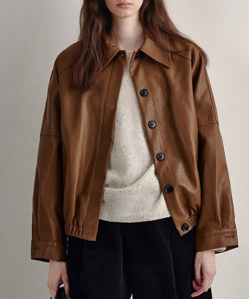 【セール】合皮 襟付きブルゾン FQ24W164【Fano Studios】【2024AW】（ライダースジャケット）｜Fano Studios（ファノ ストゥディオズ）