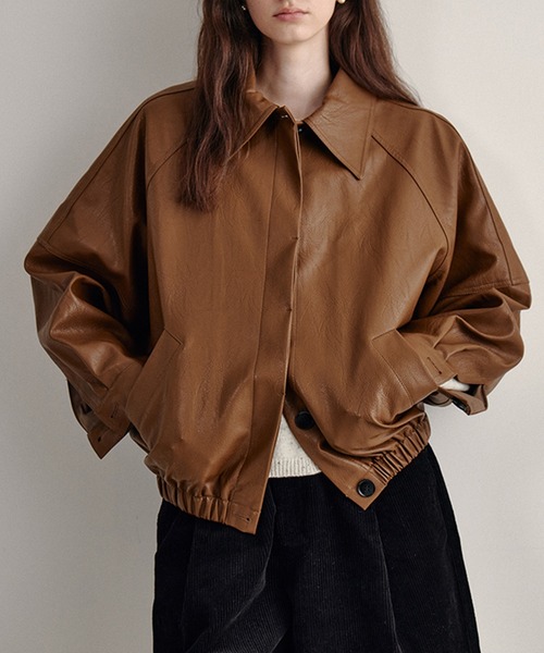 【セール】合皮 襟付きブルゾン FQ24W164【Fano Studios】【2024AW】（ライダースジャケット）｜Fano Studios（ファノ ストゥディオズ）