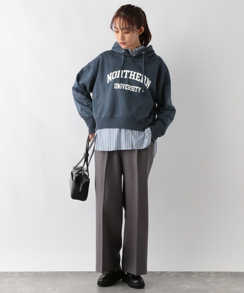 GLOBAL WORK（グローバルワーク）の「乾きやすいプリントクロップドパーカー/115481（パーカー・レディース・ブラック/ネイビー/アイボリー/杢グレー・LARGE/MEDIUM）」の7枚目の写真