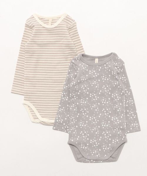 【セール】【Bs】【it】【Quincy Mae】RIBBED BODYSUIT, 2 PACK || FLEUR, OAT STRIPE（その他ベビー用品）｜Quincy Mae（クインシーメイ） 6,327円
