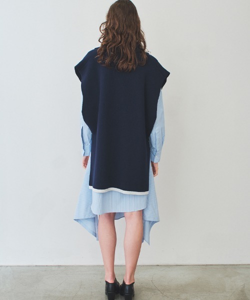 soduk(スドーク)の「【soduk】big knit vest(ベスト・レディース・ネイビー/レッド・ONE SIZE)」の12枚目の写真