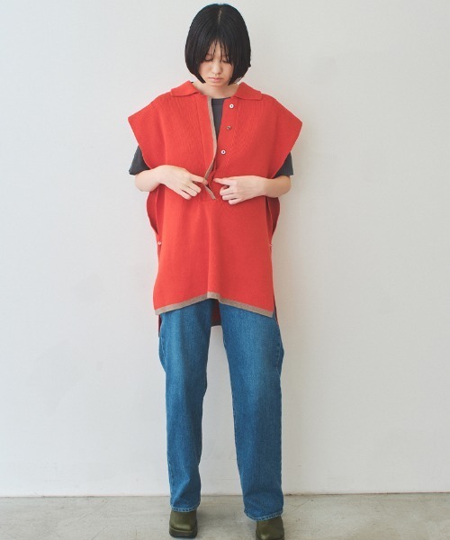 soduk(スドーク)の「【soduk】big knit vest(ベスト・レディース・ネイビー/レッド・ONE SIZE)」の17枚目の写真