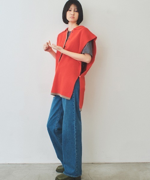 soduk(スドーク)の「【soduk】big knit vest(ベスト・レディース・ネイビー/レッド・ONE SIZE)」の18枚目の写真