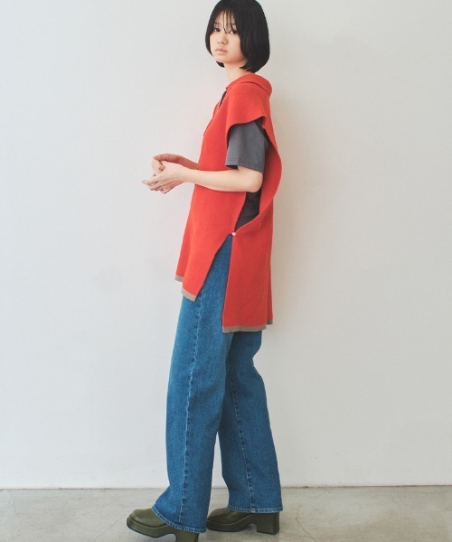 soduk(スドーク)の「【soduk】big knit vest(ベスト・レディース・ネイビー/レッド・ONE SIZE)」の19枚目の写真