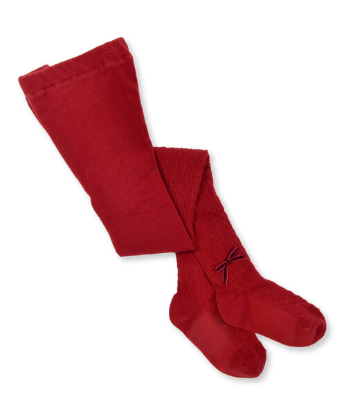 BeBe（ベベ）の「ケーブル編みリボン付きタイツ(80~140cm)（タイツ/ストッキング・キッズ・レッド/ブラック/オフホワイト・M/XS/S/L）」の8枚目の写真