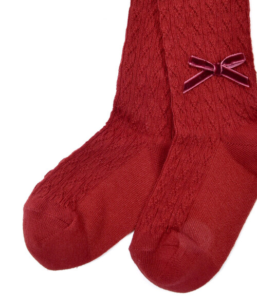 BeBe（ベベ）の「ケーブル編みリボン付きタイツ(80~140cm)（タイツ/ストッキング・キッズ・レッド/ブラック/オフホワイト・M/XS/S/L）」の11枚目の写真