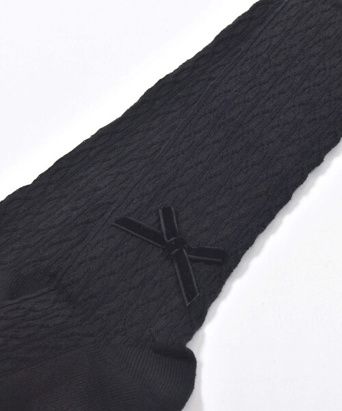 BeBe（ベベ）の「ケーブル編みリボン付きタイツ(80~140cm)（タイツ/ストッキング・キッズ・レッド/ブラック/オフホワイト・M/XS/S/L）」の15枚目の写真