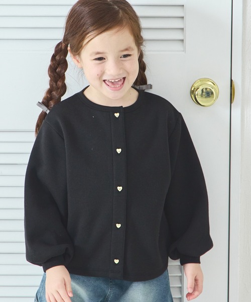 pairmanon(ペアマノン)の「【ぬくふわ】裏起毛 きらきら アソート ハートボタン カーディガン(カーディガン/ボレロ・キッズ・ブラック/グレー/アイボリー/ホワイト系その他/ブラック系その他/ライトピンク/ブラウン系その他・110/140/120/90/130/100/150)」の4枚目の写真