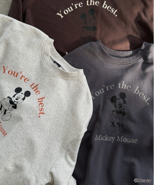 Disney(ディズニー)の「【Mickey Mouse】裏毛ビッグプルオーバー(スウェット・レディース・オートミール/チャコール/ブラウン・FREE)」の6枚目の写真