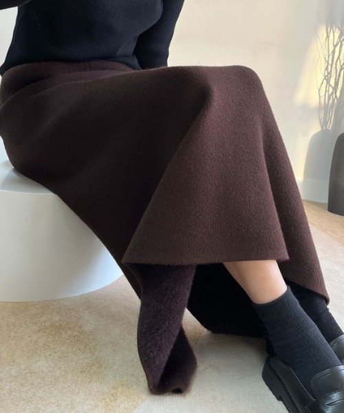 裏起毛あったかロングスカート（デニムパンツ）｜deux amour