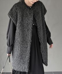シャギーボアロングベスト