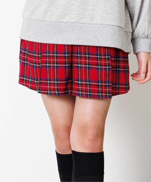 algy（アルジー）の「起毛チェックりぼんスカパン（スカート・キッズ・ベージュ/ブラック/レッド/グリーン・SMALL/MEDIUM/X-SMALL/XX-SMALL）」の4枚目の写真