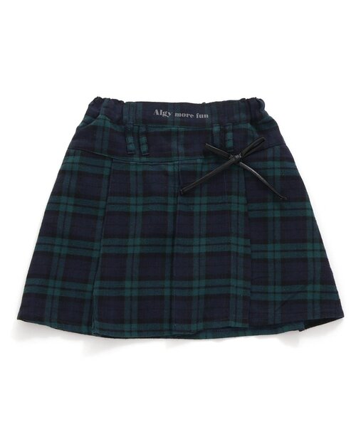 algy（アルジー）の「起毛チェックりぼんスカパン（スカート・キッズ・ベージュ/ブラック/レッド/グリーン・SMALL/MEDIUM/X-SMALL/XX-SMALL）」の3枚目の写真