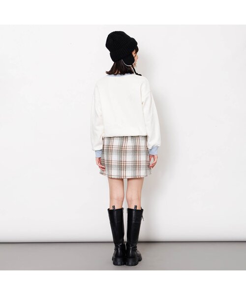 algy（アルジー）の「起毛チェックりぼんスカパン（スカート・キッズ・ベージュ/ブラック/レッド/グリーン・SMALL/MEDIUM/X-SMALL/XX-SMALL）」の6枚目の写真