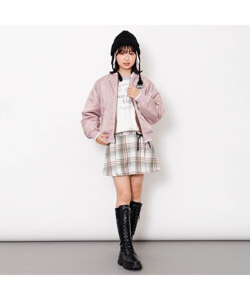 algy（アルジー）の「起毛チェックりぼんスカパン（スカート・キッズ・ベージュ/ブラック/レッド/グリーン・SMALL/MEDIUM/X-SMALL/XX-SMALL）」の7枚目の写真