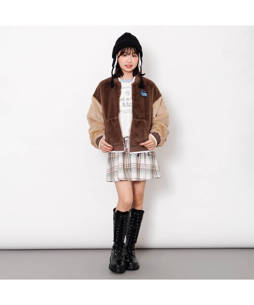 algy（アルジー）の「起毛チェックりぼんスカパン（スカート・キッズ・ベージュ/ブラック/レッド/グリーン・SMALL/MEDIUM/X-SMALL/XX-SMALL）」の8枚目の写真